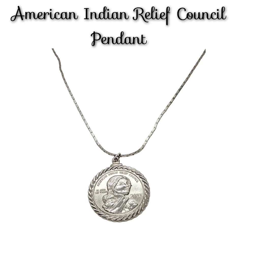 American Indian Relief Council Pendant with White 14k Gold Plated Necklace